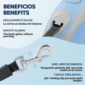 Correa para Perro Yommy con Sistema de Frenado, 3m, 5m y 8m, Tres Tamaños, hasta 15kg, 20kg y 35kg, Segura y Extensible para Mascotas - Product Image 6