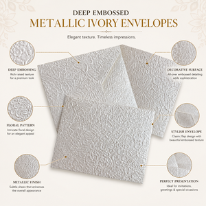 Premium Embossed Floral Metallic <b>Envelopes</b> Decorative Ivory Paper <b>Envelopes</b> for Invitations and <b>Gifting</b> - Product Image 6