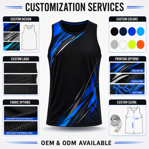 Custom Men's Athletic Tank Top 100% Polyester Lightweight Breathable Quick Dry Silk Screen Printed Front Gym Training Singlet - Product Image 3