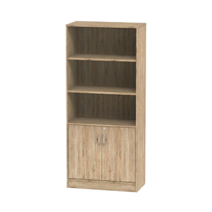Vitrina Moderna 1743 Combo, Librería de 3 Niveles con Estantes Abiertos, Mueble de Almacenamiento de Madera, Armario Seguro con 2 Puertas con Cerradura, Roble Sonoma - Product Image 3