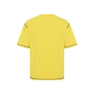 Camiseta de Manga Corta con Cuello Redondo Amarilla para Hombre con Estampado de Cara Triste de Dibujos Animados, Corte Regular, Estilo Casual, 100% Algodón Jersey - Product Image 2