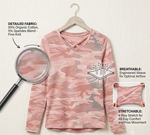 Chemise à manches longues camouflage rose pour femmes, UPF 50, anti-UV, vêtements de pêche - Product Image 2