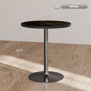 <b>Small</b> Kitchen Dining <b>Table</b> for 2-4 People <b>Round</b> Wood Grain Top with Black Finish - Product Image 3