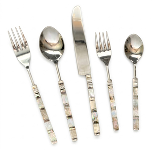 Ensemble de couverts en acier inoxydable de style vintage, manche orné imitation os, argenterie rétro pour hôtels et restaurants, vente en gros - Product Image 3