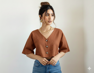 Camiseta sin mangas EHRI OEM Premium para mujer, 100% algodón tejido, cuello en V, con botones, forro frontal suave de Mulmul, transpirable, ecológica, informal - Product Image 4