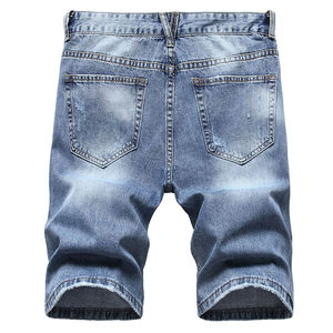 Shorts en jean pour hommes sur mesure, coupe droite, respirants, broderie personnalisée, couleur personnalisée, logo frontal, 100% coton, taille mi-haute, OEM - Product Image 2
