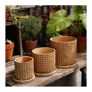 Support à plantes minimaliste en rotin naturel, panier tissé à la main, décoration moderne pour la maison - Product Image 6