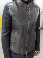 Veste bomber en cuir de vache personnalisée pour hommes |   Vêtements d'hiver chauds et vintage pour la rue |   Tissu en toile de luxe avec fermeture éclair, 300g, imperméable