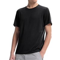Kaos Pria Berkualitas Tinggi Regular Fit 100% Katun/Poliester Anti-Kerut Kerah O Jahitan Kontras Rajutan Lengan Pendek