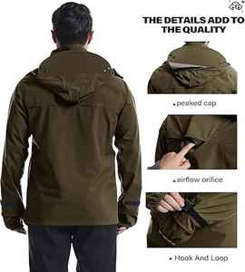 Men's <b>Soft</b> <b>Shell</b> <b>Jacket</b> Windbreaker <b>Hooded</b> Fleece Waterproof Men's <b>Hooded</b> Rain Coat Softshell <b>Jackets</b> - Product Image 6
