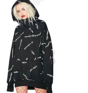 Sudadera con Capucha Larga de Punto para Mujer, Estilo Gótico, Bordado Frontal, Informal, OEM - Product Image 1