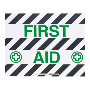 Señalización Adhesiva para Piso ToughStripe de Brady FIRST AID, Verde/Blanco, Marcador de Seguridad Industrial Flexible - Product Image 1