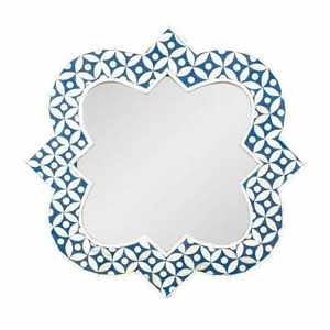 Miroir mural traditionnel en bois massif avec incrustations en os, fait main par un designer, pour salon, usage hôtelier - Product Image 6