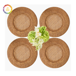 Plato Decorativo Desechable de Ratán Natural Tejido y Pintado a Mano, Estilo Vintage, Ecológico, para Restaurantes, Hoteles y Bodas, al por Mayor - Product Image 2