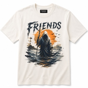 Camiseta de algodón para hombre, manga corta, corte regular, informal, cuello redondo, diseño estampado con ilustración de Reaper - Product Image 1