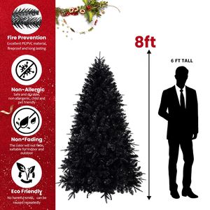 Albero di Natale Artificiale da 2,4 m con 600 Luci, 2486 Rami Premium in PE/PVC, Decorazione Nera per Halloween - Product Image 4