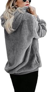 Sweat à capuche en polaire sherpa pour femme, pull chaud en peluche, sweat-shirt d'hiver doux et moelleux pour femme - Product Image 3