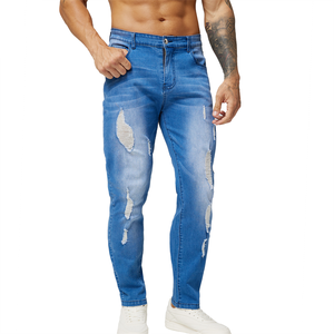 Pantalons en coton haut de gamme pour hommes, jeans classiques coupe droite, jeans originaux pour homme en solde - Product Image 1