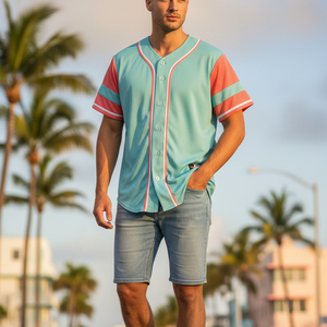 Maillot de baseball personnalisé en gros avec logo, vêtements de sport pour hommes, chemise à rayures boutonnée, uniforme d'équipe respirant pour l'entraînement - Product Image 6