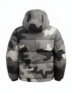 Mens Grey Solid Hooded Waterproof Breathable Puffer Jacket Winter Warm Quilted <b>Bubble</b> <b>Coat</b> Zip Casual Streetwear Outdoor - Product Image 4