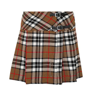 Women Breathable Knitted Kilt <b>Skirt</b> High Waist <b>Elastic</b> Pleated Casual Wear Mini 100% Polyester - Product Image 1