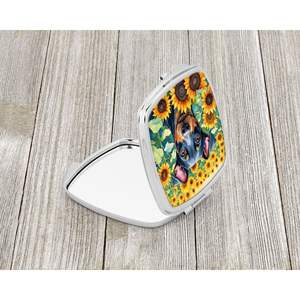 Espejo de maquillaje de viaje compacto para mujeres y niñas, diseño de girasoles Manchester Terrier, bolsillo de mano plegable, regalo decorativo para ocupadas - Product Image 2