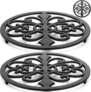 Socle en fonte avec motif de coq coloré, dessous de plat décoratif pour comptoir de cuisine et casseroles, dessous de plat ronds décoratifs en métal - Product Image 2
