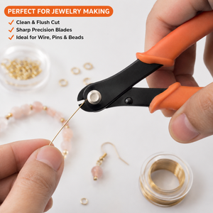 MANAN INSTRUMENTS Pince à bijoux en acier inoxydable à poignée orange, à coupe conique baguette, outils de placage DIY pour colliers, modèle MI-JCP-646 - Product Image 5