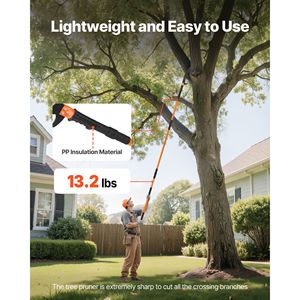 Sega a Palo Manuale con Manico Estensibile in Alluminio da 1,35-8 m, Lama Affilata in Acciaio 65Mn, Manico Leggero in Fibra di Vetro, Doppia Impugnatura - Product Image 2