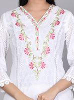NIYANI Kurta Katun Putih Tradisional Musim Panas Cepat Kering Anti Kusut Regular Fit Sepasang Salwar Kameez Wanita untuk Diwali Pernikahan