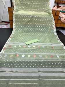 Exclusivo Deshi Dhakai Jamdani Sharee Export Oriented para mujeres JAMDANI FABRIC Azul ROJO VERDE Golden Sky Blue de Bangladesh - Product Image 5