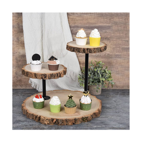 Acacia Wood Cake <b>Stand</b> Dishwasher Safe <b>Cupcake</b> <b>Stand</b> Best price Wooden Multi Tier Cake <b>Stand</b> Handmade Rustic Design - Product Image 1