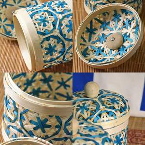 Eco-Friendly Sustainable Bamboo <b>Gift</b> <b>Box</b> Cylindrical Woven Mesh Lid Elegant Home Decor Desktop Storage Creative Present - Product Image 2