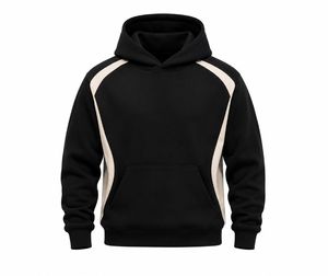 Men's Black Hooded Sweatshirt <b>Raglan</b> Sleeve Solid Color Fleece Casual Winter Wear Regular Fit Pocket Design Eco-Friendly - Product Image 1