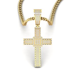 Custom Cross Pendant Moissanite + 925 Silver With Crystal Rhinestone Inlay Unisex Fashion <b>Jewelry</b> <b>Charm</b> For Gift - Product Image 1