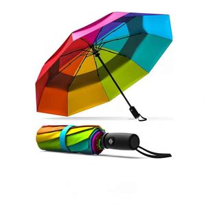 Paraguas Automático Plegable de Tres Secciones con Varillas de Acero, Protección Solar y Contra la Lluvia, Parasol con Acabado Negro, Varillas Reforzadas Anti-Viento, 8 Varillas - Product Image 2