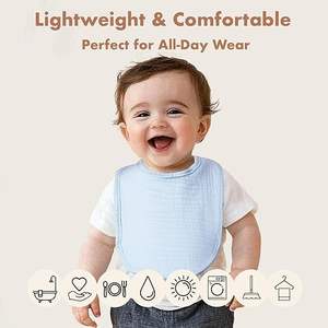 Bavoirs pour bébé en bambou 100% doux - Design réversible bio, fermetures sans boutons-pression, imprimés élégants pour l'alimentation quotidienne - Product Image 2