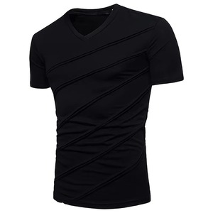Camiseta de Cuello en V para Hombre de Alta Calidad, Color Sólido, Poliéster/Algodón, Ecológica, Transpirable, Personalizable, MOQ, Precio Económico - Product Image 2