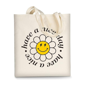 Bolsa de Compras de Lona de Algodón Reutilizable, Ecológica, Personalizada, con Estampado Floral, Moderna y Bonita, para un Día Agradable - Product Image 1