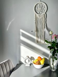 Tapiz Circular de Algodón Tejido Estilo Bohemio, Decoración de Pared con Borlas, Arte de Pared de Macramé para el Hogar - Product Image 1