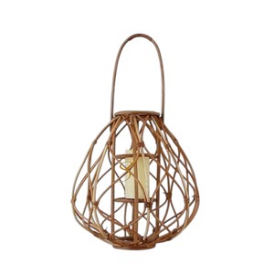 Lanterne en rotin vintage en forme de poire, support de bougie unique, abat-jour portable suspendu pour hôtel et restaurant - Product Image 1