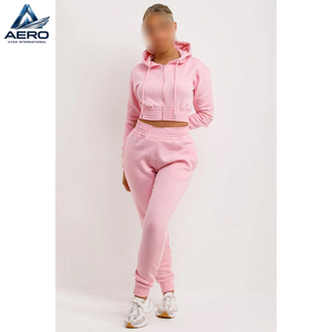 Top Trendy Product Best Quality Casual 2 Piece Outfits Track <b>Set</b>, In Light Pink Color Women Wear Crop Tops And Pants <b>Sets</b> - Product Image 2