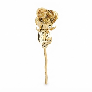 Rosa de oro de 24k de diseño antiguo al por mayor, flor de metal chapada en oro de lujo para decoración del hogar, bodas y San Valentín - Product Image 1