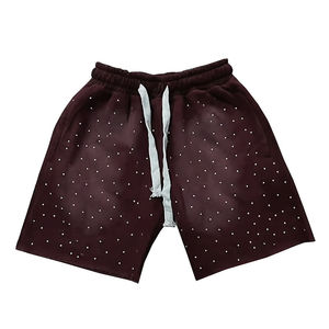 Shorts Homme Vêtement d'extérieur Vintage Lavé Respirant en Coton Molletonné Longueur Genou avec Strass OEM – Meilleures Ventes - Product Image 2