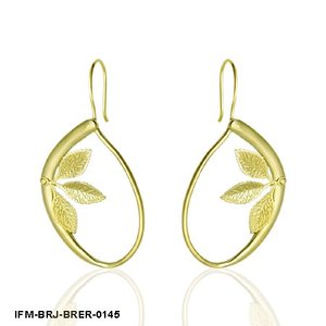 ต่างหูรูปใบไม้ทำมือจากสแตนเลส ดีไซน์พฤกษศาสตร์ออร์แกนิก ชุบทอง 18K ป้องกันการหมองคล้ำ สไตล์โบฮีเมียนมินิมอล - Product Image 1