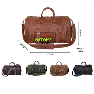 Bolsa de Viaje Clásica de Cuero Genuino, Bolsa de Fin de Semana Elegante de Gran Capacidad para Hombres y Mujeres, para Uso en el Aeropuerto y el Gimnasio - Product Image 5