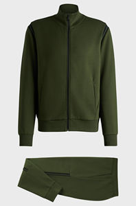 Mens Olive Green Stand Collar Full-Zip <b>Track</b> <b>Jacket</b> and Matching Jogger Pants Tracksuit OEM ODM Wholesale Apparel - Product Image 5