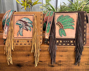 High Quality Hand Tooled Suede <b>Leather</b> Large Capacity Women's Messenger <b>Bag</b> Conceal Carry Fashion Crossbody Shoulder Fringe <b>Bags</b> - Product Image 4