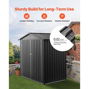 Caseta de Almacenamiento Metálica para Jardín de 6 x 4 Pies con Puerta con Cerradura, 4 Ventiladores de Rejilla y Techo a Dos Aguas para Almacenamiento en Exteriores - Product Image 3