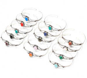 Fine Jewelry Handmade Aura Line <b>Silver</b> Plated Brass Bohemian Geometric Adjustable Bangle Designer Band Crystal Statement <b>Cuff</b> - Product Image 4